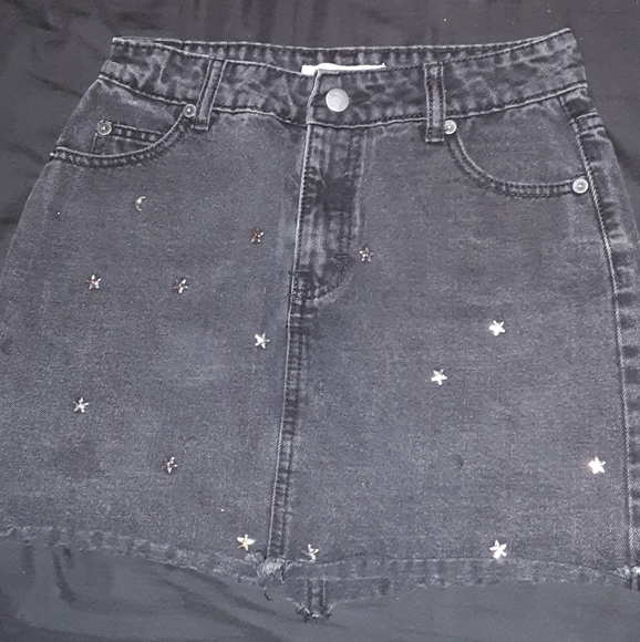 Star and Moon Black Jean Skirt - Picture 1 of 1